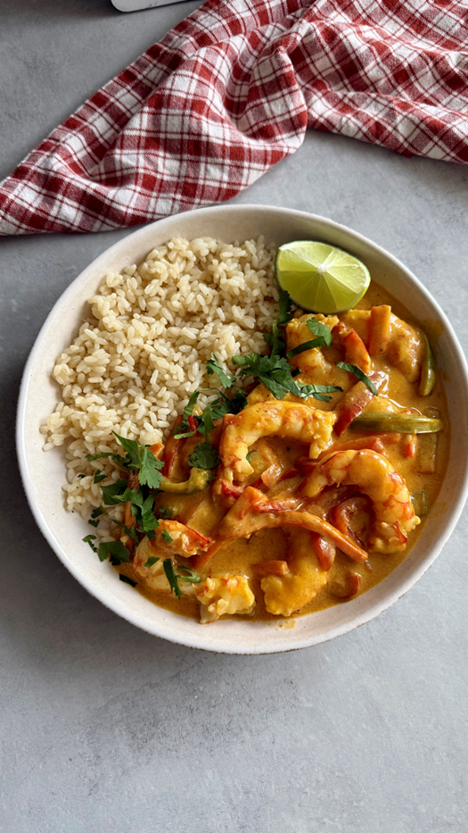 Emplatado curry de gambones